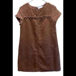 Mayoral‎ Faux Suede tan with metal accents girl's dress size 16 NEW